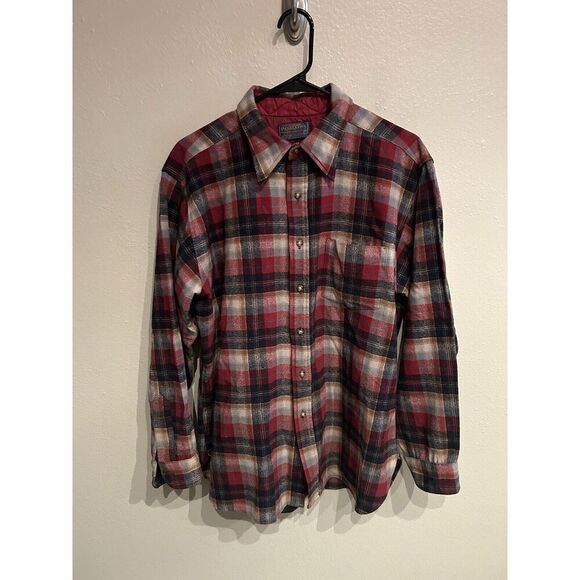 Vintage Pendleton Mens XL Wool Button Up Shirt Red Blue - Picture 1 of 6